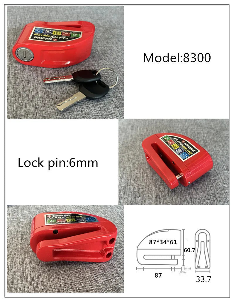 RideGuard Motorcycle Scooter Disc Lock Alarm Protection