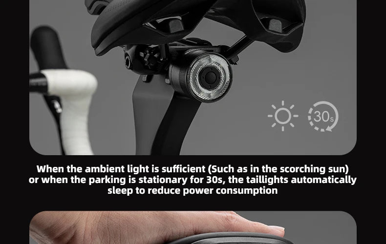 ROCKBROS Fiets Smart Achterlicht Q1MAX 5 Verlichtingsstanden Waterdicht Rem Sensor Smart Achterlicht Type-C Oplaadfiets Accessoires