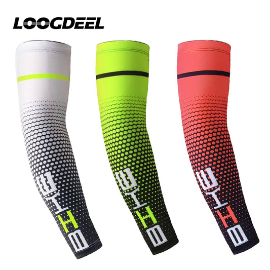 LOOGDEEL 1Pair Cool Arm Sleeve Heren Fietsen Hardlopen UV Zonbescherming Manchethoes Beschermende Fiets Sport Armwarmers Elleboogbeschermer