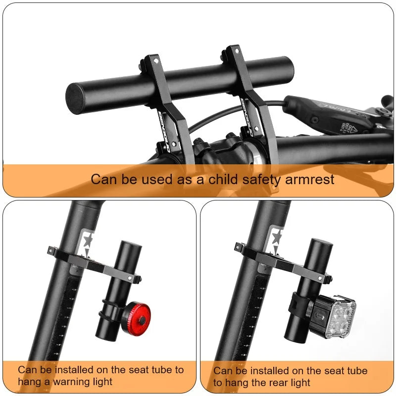 Stuurverlenger Dubbele fietsstuurverlengbeugel voor het vasthouden van motorfiets E-bike lamp Snelheidsmeter GPS computerhouder