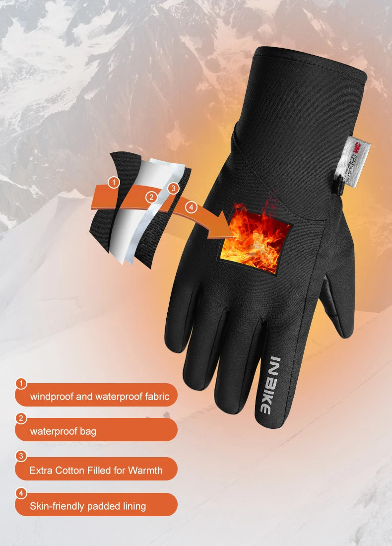 INBIKE Winterhandschuhe für Herren und Damen, 3M Thinsulate-Handschuhe für kaltes Wetter, Touchscreen, wasserabweisend, winddichte Reithandschuhe